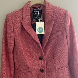 NWT Boden pink herringbone two button blazer. Size 6R.